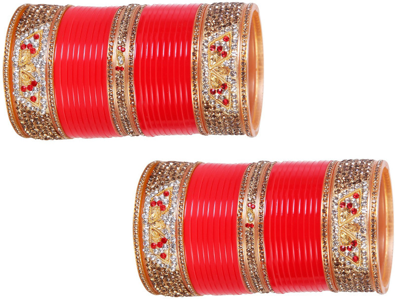 kangan collection Plastic Zircon Gold-plated Bangle Set(Pack of 56)