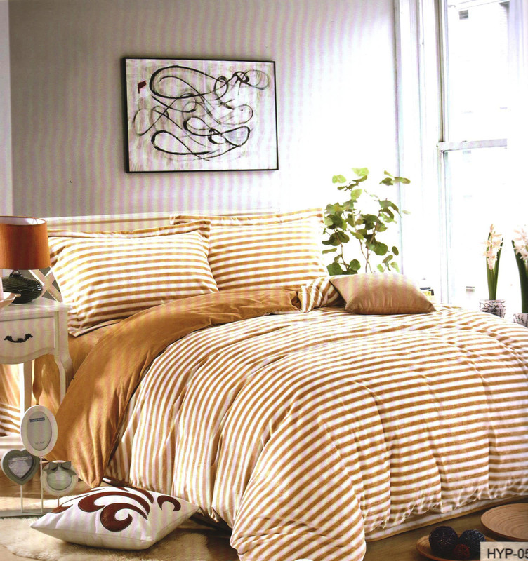 wrap 280 TC Polyester Double Striped Bedsheet(Pack of 1, Brown)