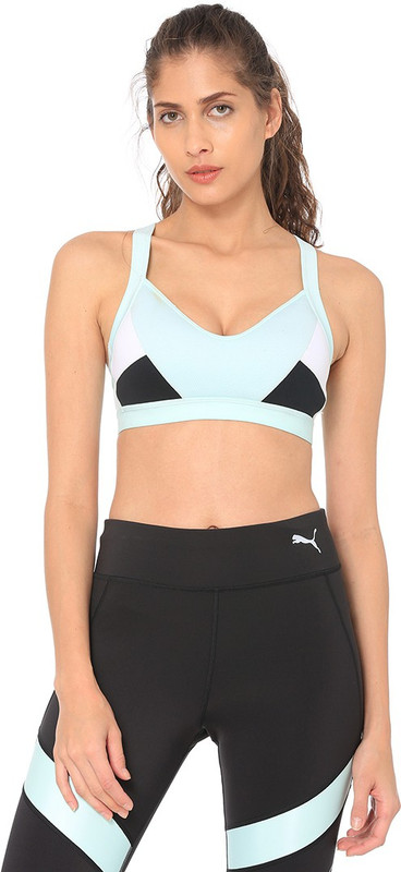 Puma Density Bra H Women Sports Lightly Padded Bra(Green)