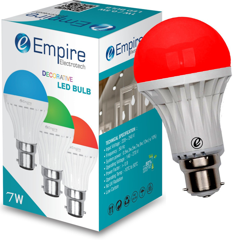 empire electrotech 7 W Round B22 LED Bulb(Red)