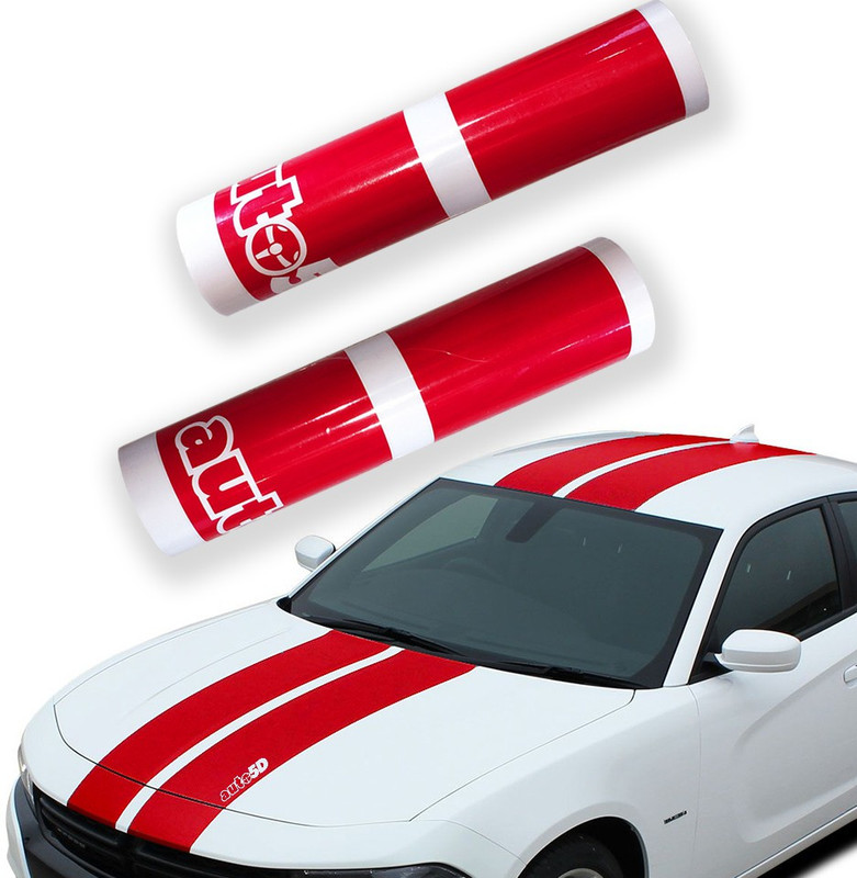 auto5d Racing Sticker for Hood, Sides, Bumper(Red)