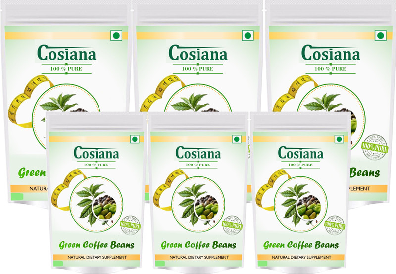 cosiana 100% Pure Organic Best Quality Green Coffee Beans for Weight Management 250gm ( Pack of 6) Instant Coffee(6 x 208.33 g)