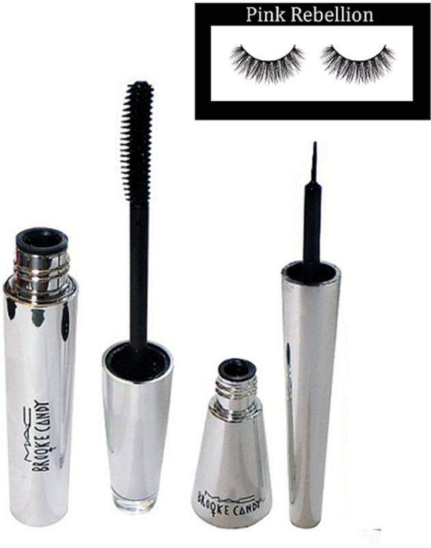 pink rebellion Eyelashes & Brooke Candy Eyeliner & Mascara(Set of 3)