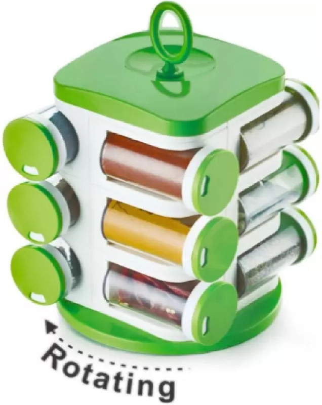 riyansh 12 jar in 1 Revolving Spice Rack/ Masala/ Box 1 Piece Spice Set (Plastic) SPICE RACK CONTAINER SET IDEAL STORAGE SOLUTION FOR SPICE AND HERBS MADE FROM HIGH QUALITY FOOD GRADE PLASTIC EASY TO CLEAN TRANSPARENT CONTAINER 1 Piece Spice Set(Plastic)