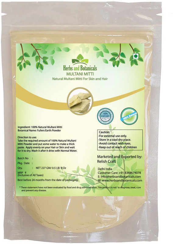 herbs and botanicals Natural Multani Mitti Powder For Face, Skin and Hair(227 g)