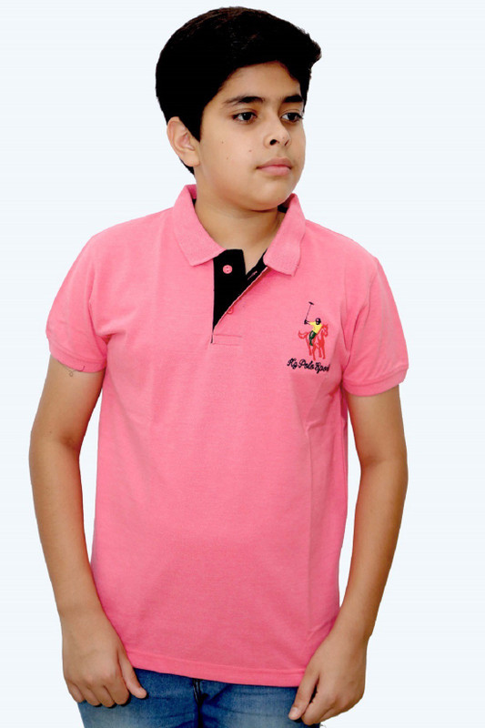 krazy gang Boys Solid Cotton Blend T Shirt(Pink, Pack of 1)