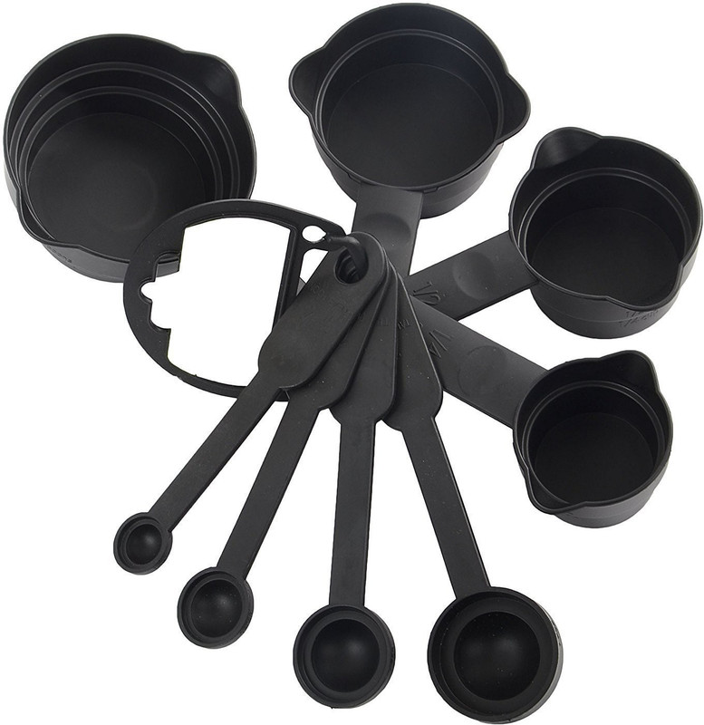 sell net retail Baking Measurement Measuring Cups and Spoons Set - 8 Pieces Set black Measuring Cup Set(500 ml)