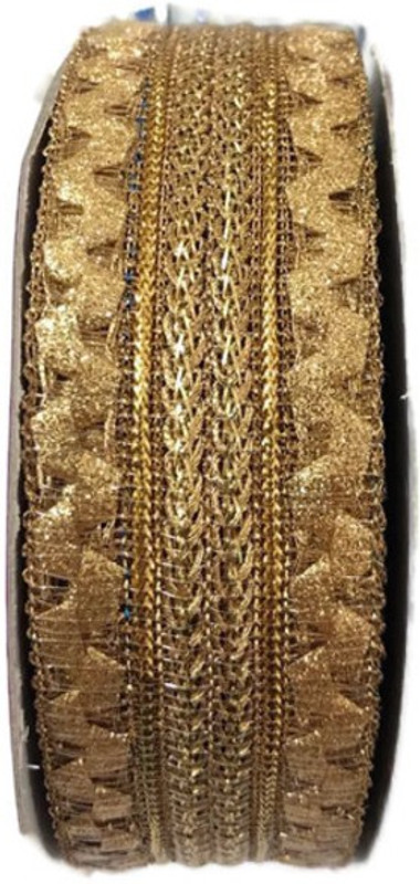 dasync 9 meters Lace and Border Material Golden Cotton Blend Saree Falls(Gold)