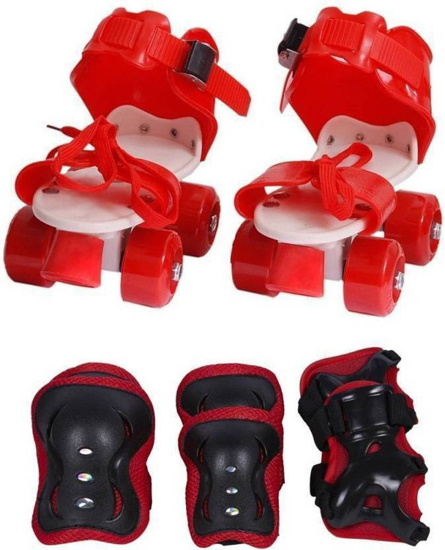 jskcollection skate with the kit for kids Quad Roller Skates Quad Roller Skates - Size 4-8 UK(Red)