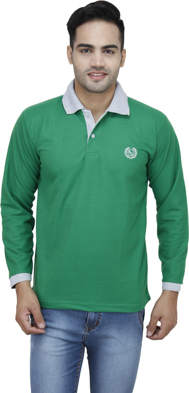 sober estilo Solid Men Polo Neck Green T-Shirt