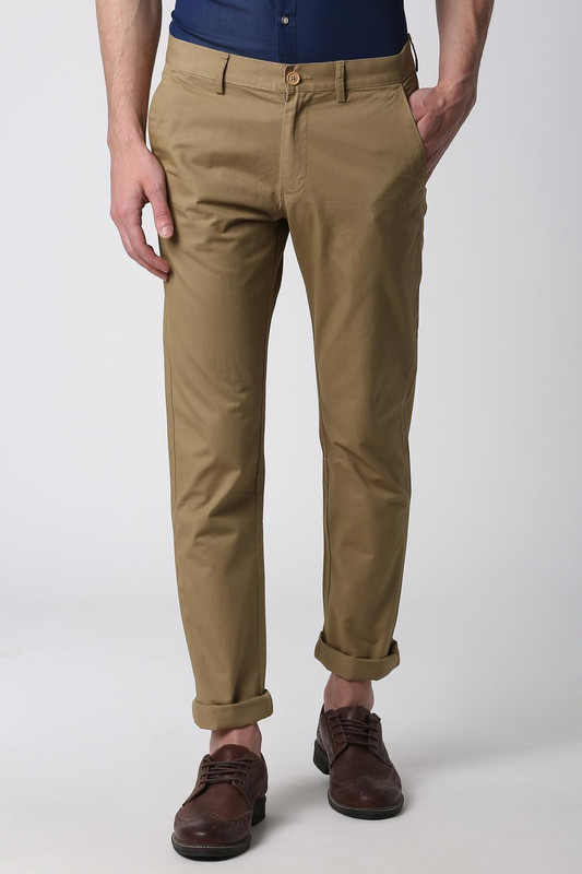 Peter England Slim Fit Men Brown 