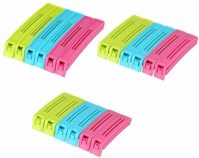 sell net retail High Quality BPA Free Plastic Reusable Air Sealing Clips for Air Free Fresh Food and Snacks Plastic Pouch,(Pack of 18) Multicolour Manual Vacuum Bag Sealer