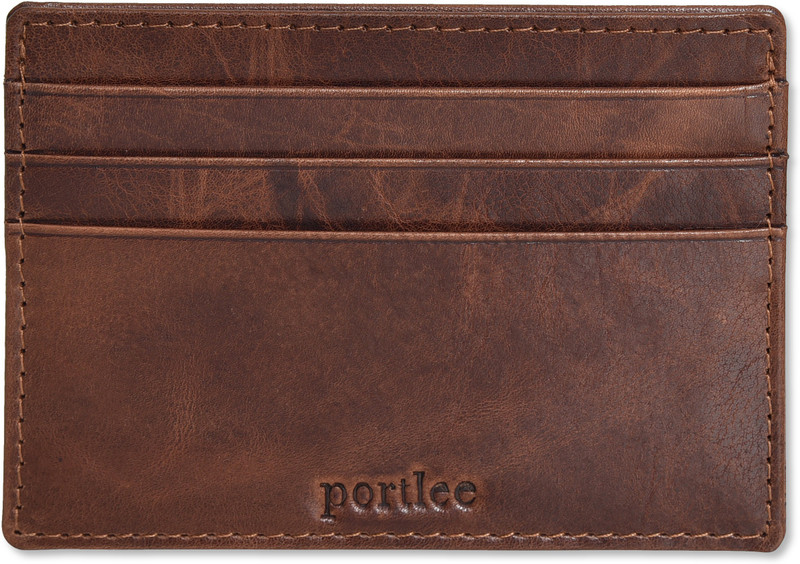 portlee Men Brown Genuine Leather Card Holder(7 Card Slots)