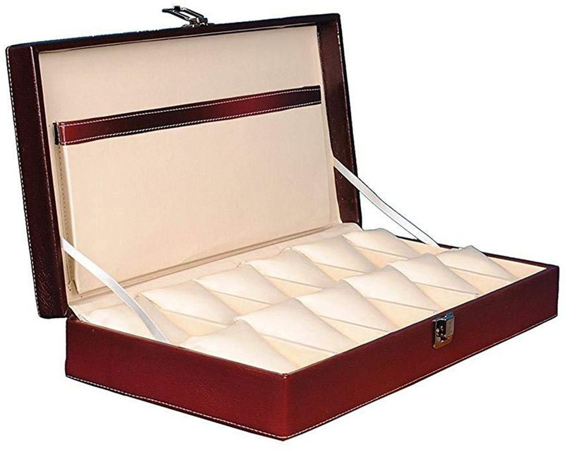 zaradise 12 Slot Maroon colored Wrist Watch Box or Organizer Watch Box(Maroon, Holds 12 Watches)