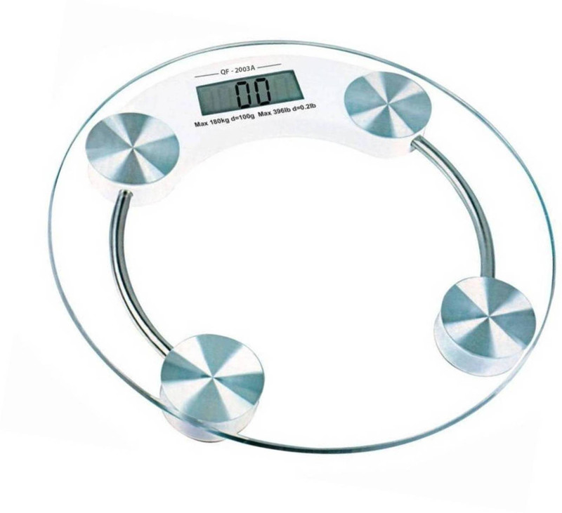 Urweigh Personal Weight Machine Thick Round Transparent Glass Weighing Scale(White)