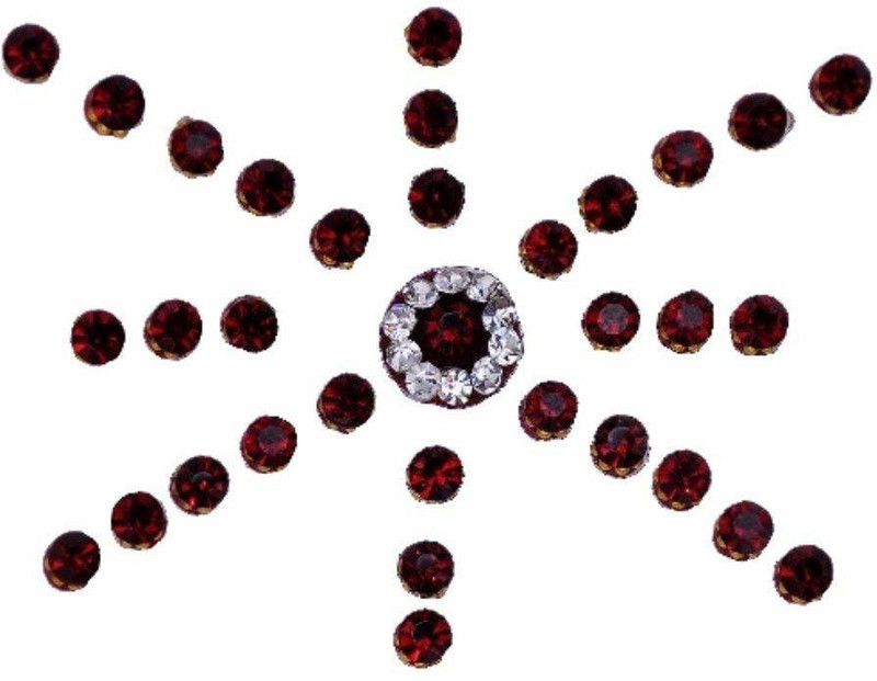 beauty gold precious stone multi bindi for beautiful lady & girl forehead, nails, tattooing Maroon Bindis(mugli marathi, bengali bindi, Bollywood style)