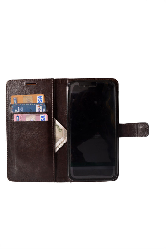 huma world Wallet Case Cover for VIVO V7 Plus(dark brown, Shock Proof)