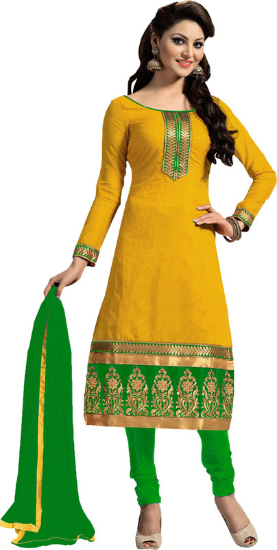 Women Latest Fancy Designer Salwar Suit Poly Chanderi Embroidered Salwar Suit Material(Unstitched)