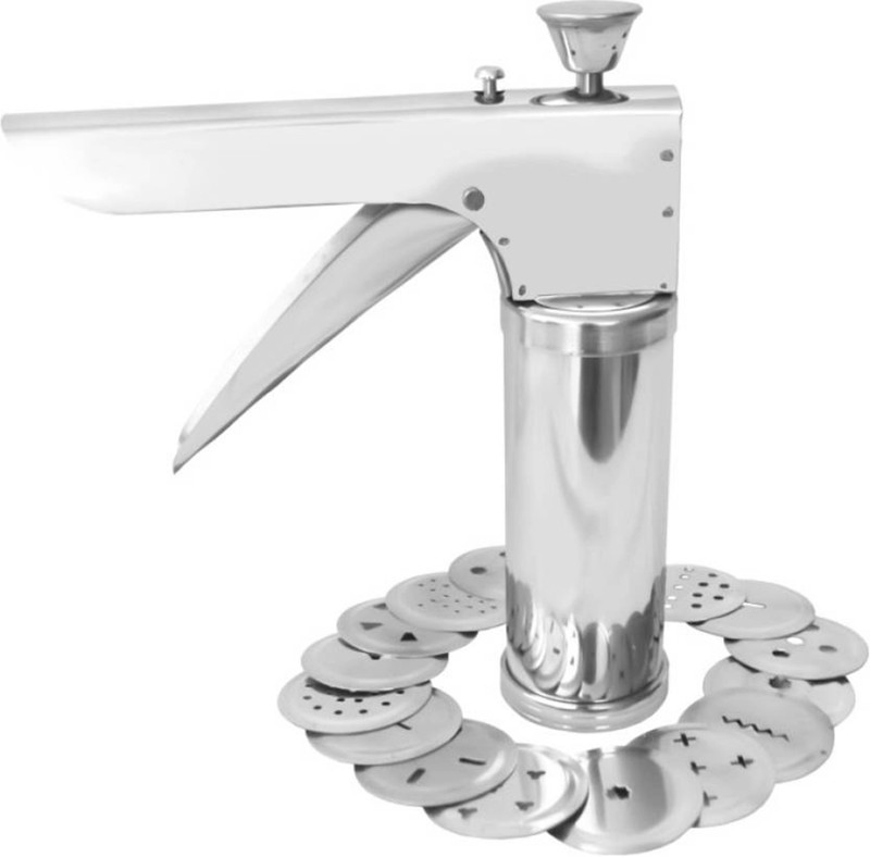 Rotek Stainless Steel Kitchen Press Grater Cookies / Indian Snakes / Murukku Maker / Farsan Sev Maker With Stailess Steel Jalis Hand Press(steel)
