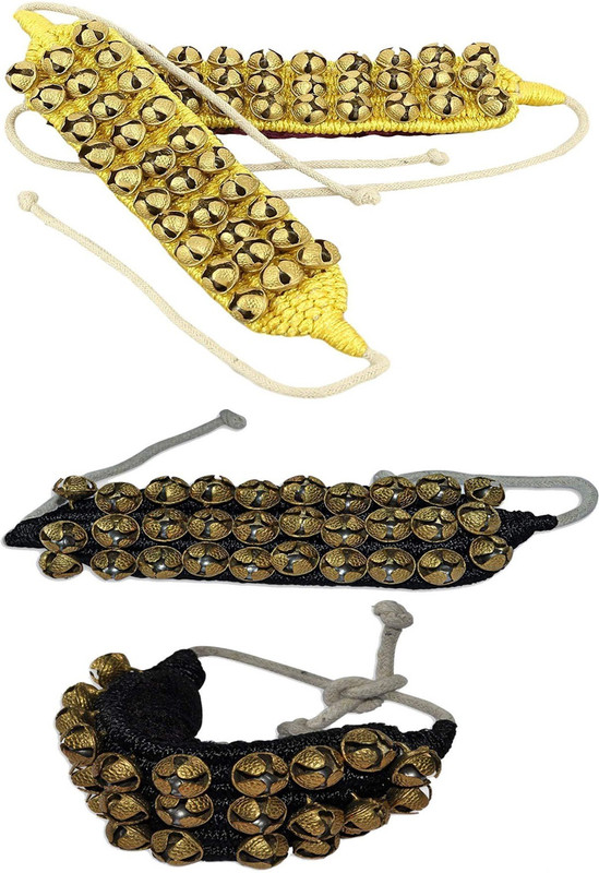 MGP FASHION Bharatanatyam, Kuchipudi, Odissi, Kathak Ghungroo classical Indian dancers ghungru yellow black Ghungroo Bells(60 Pieces, 0.5 inch)
