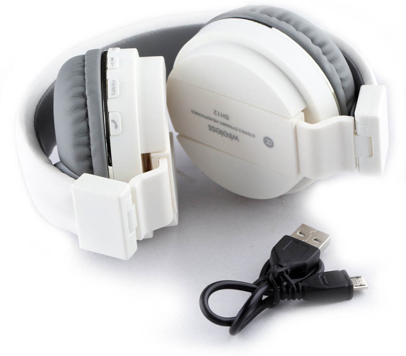 canvalls Wireless Light Weight Transition Sh12 Bluetooth Headphone Bluetooth, Wired Headset with Mic(White, On the Ear)