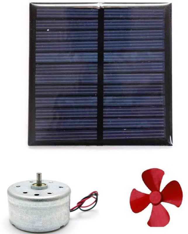 dangi e shop DANGI SOLAR PLATE WITH SMALL DC MOTOR AND FAN FOR DIY SOLAR FAN(Black, Silver, Multicolor)