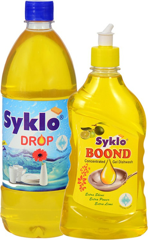 savera Syklo Drop Lemon Dishwash Gel 1000 ML and Boond Lemon Dish wash Gel 500 ML Fresh Liquid Detergent(2 x 750 ml)