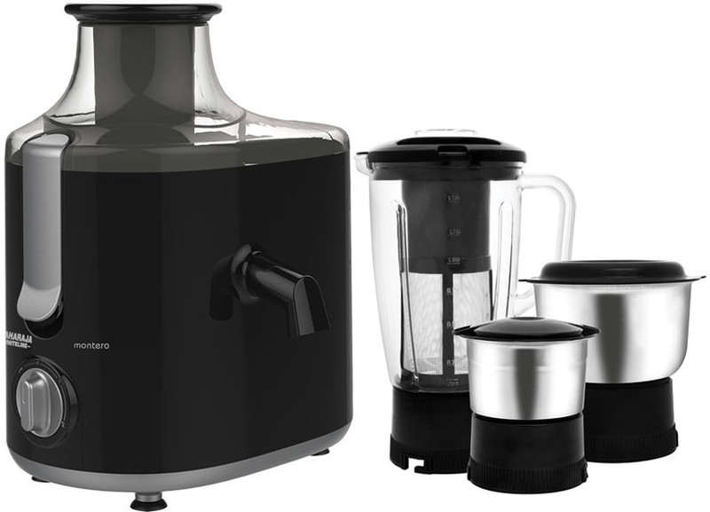 Maharaja Whiteline MONTERO (JX-126) 550 Juicer Mixer Grinder(Premium Black and Silver, 3 Jars)