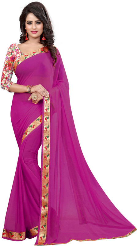Pehnava Self Design Bollywood Nylon Saree(Magenta)