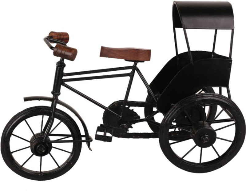 the bells Wooden & Iron Handmade Decorative Miniature of Metal Rickshaw Decorative Showpiece  -  4 cm(Wood)