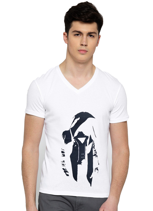 stile clothe Printed Men V Neck White T-Shirt