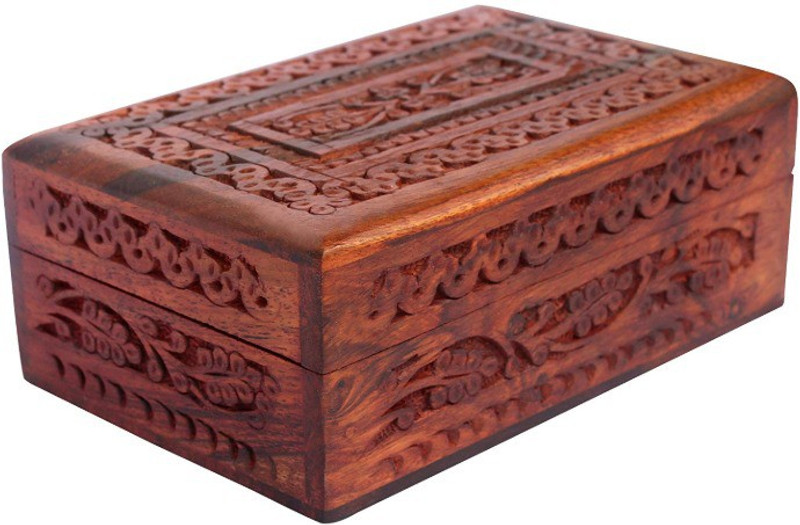 the bells Handmade Wooden Jewellery Box for Women Jewel Organizer Hand Carvings Gift Items jewellery Vanity Box(Brown)