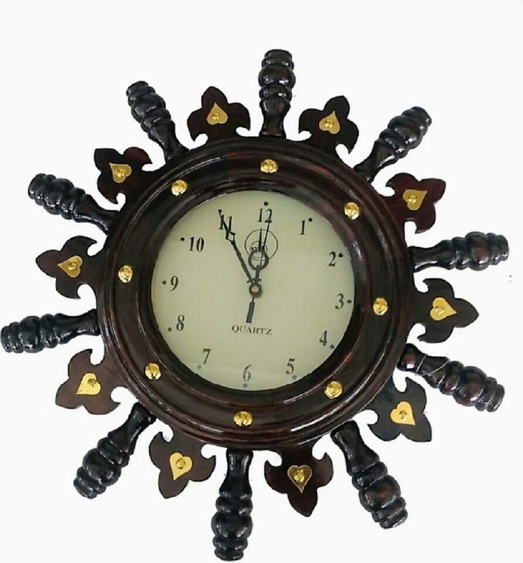 sanjeevi Analog 36 cm X 36 cm Wall Clock(Brown, With Glass)