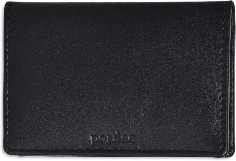 portlee Men Black Genuine Leather Card Holder(6 Card Slots)