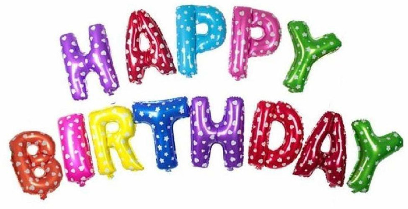 mimu shop Solid Solid (16 Inch) Happy Birthday Letter Foil Balloon Birthday Party Supplies , Happy Birthday Balloons For Party Decoration - Multi Colour Letter Balloon (Multi Colour, Pack of 13) Letter Balloon(Multicolor, Pack of 13)