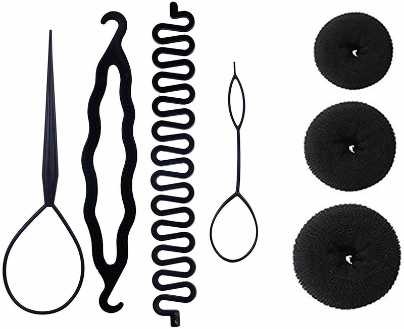 sr enterprises hair snake diy kit tools juda maker and dounts puff maker [pack of 7](Set of 7)