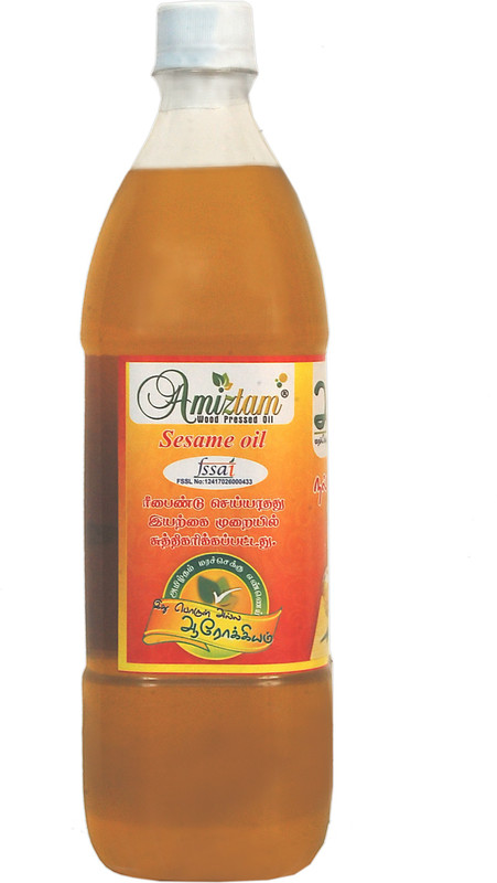 amiztam Wood Pressed Sesame Oil 1 L Sesame Oil Plastic Bottle(1 L)