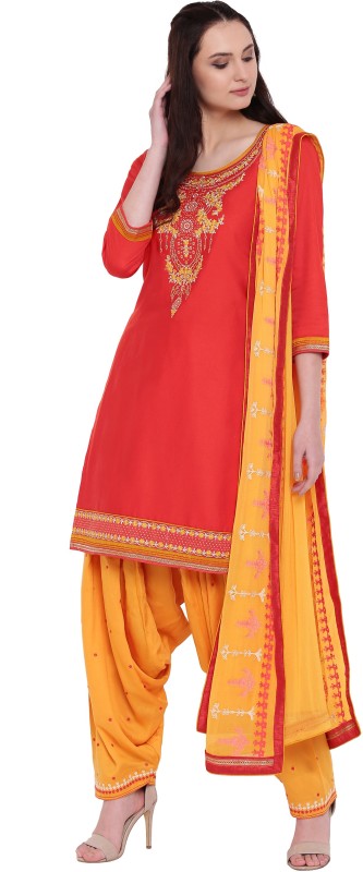 Kvsfab Cotton Blend Embroidered Salwar Suit Material(Unstitched)