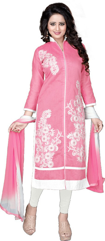 Saumya Designer Poly Chanderi Embroidered Salwar Suit Material(Semi Stitched)