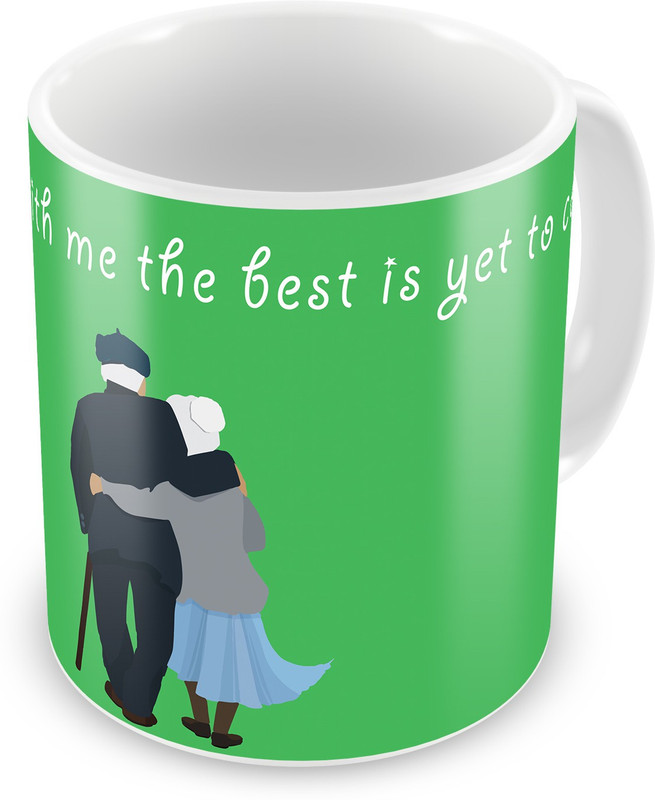 illuminati gifts Grow Old With Me The Best Is Yet To Come Printed Green Ceramic Coffee Valentine Gift For Girlfriend Boyfriend - 325 Ml (ASVAL19MUG071) Ceramic Mug(325 ml)