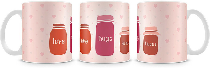 illuminati gifts Love Hugs Kisses Jars Printed (ASMUGV019) Ceramic Mug(325 ml)