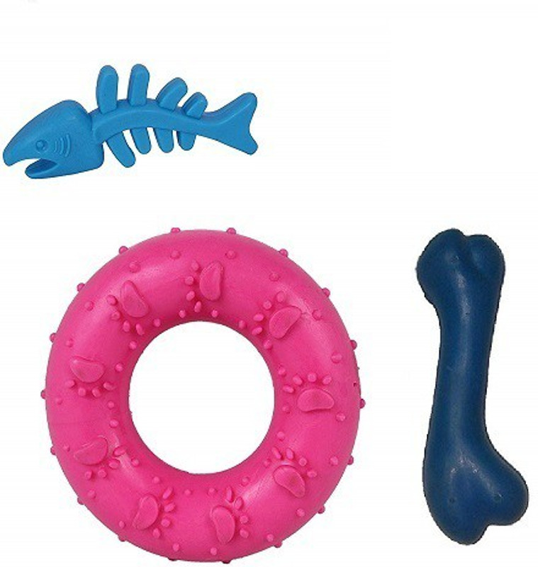 Jainsons Pet Products Non-Toxic Rubber Toy Combo Set For Puppies ( Color May Vary) Rubber Chew Toy For Dog