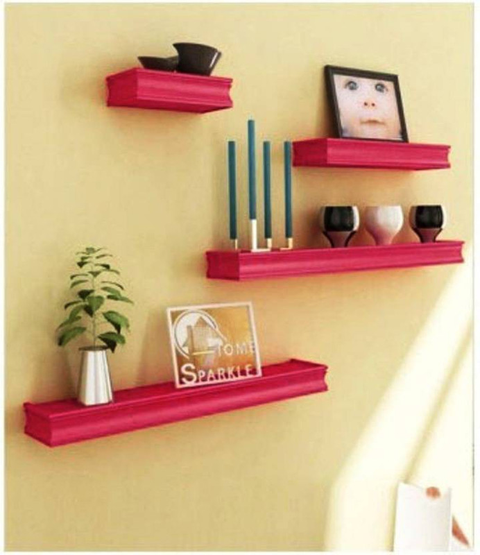 exterme wood wood art Wooden Wall Shelf (Number of Shelves - 4, Pink) Wooden Wall Shelf(Number of Shelves - 4, Pink)