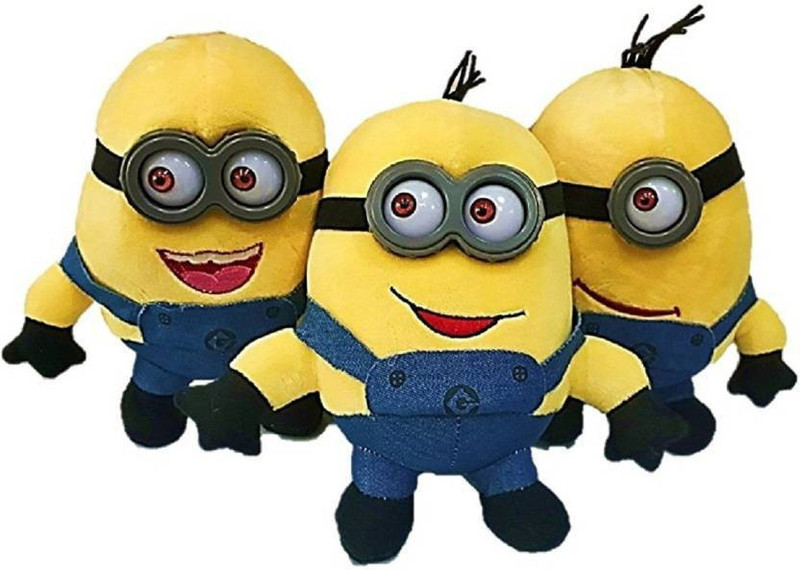 gaju 18 cm--Minion Stuffed Soft Toys Bob Dave Stuart - 18 cm (Yellow)  - 18 cm(Multicolor)