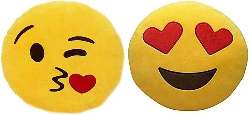 mybuddy set of 2 decorative embroidery smiley  - 30 cm(Yellow)