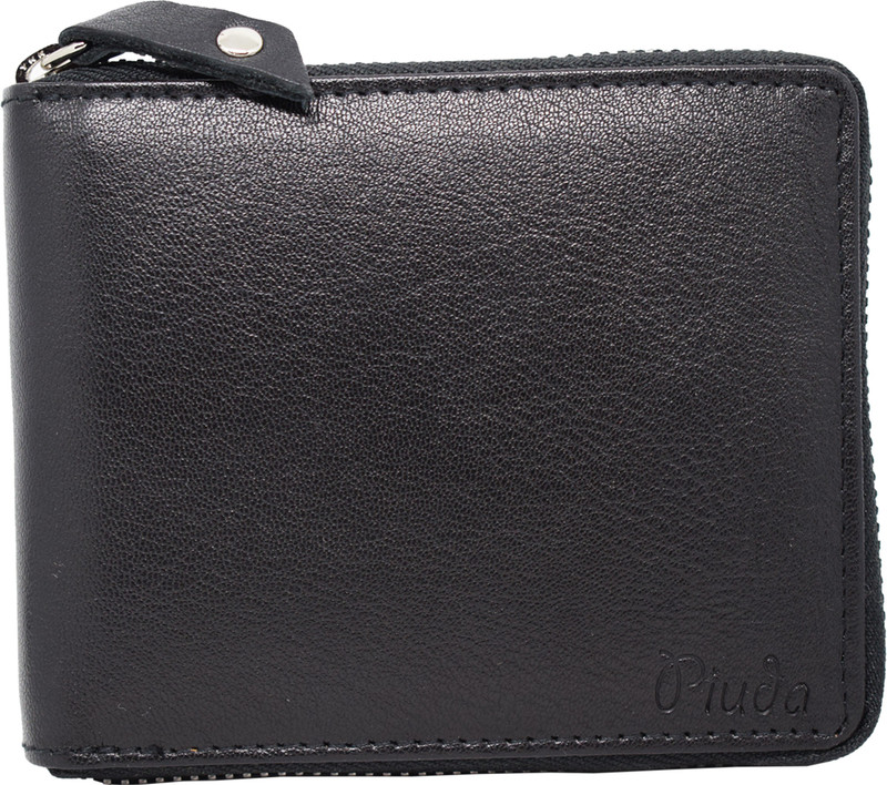 piuda Men Black Genuine Leather Wallet(9 Card Slots)