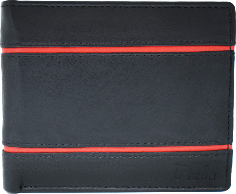 piuda Men Black Genuine Leather Wallet(7 Card Slots)