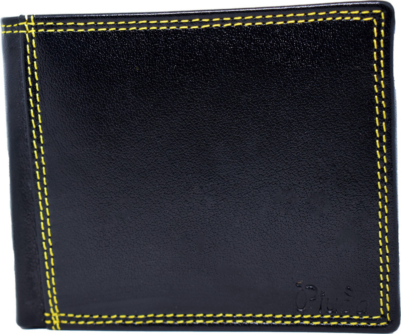 piuda Men Black Genuine Leather Wallet(8 Card Slots)