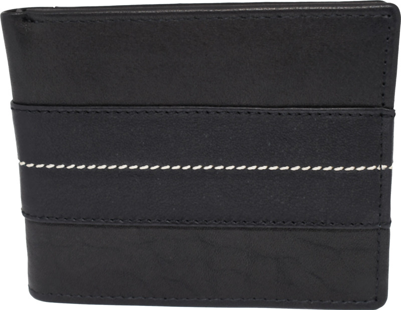 piuda Men Black Genuine Leather Wallet(10 Card Slots)