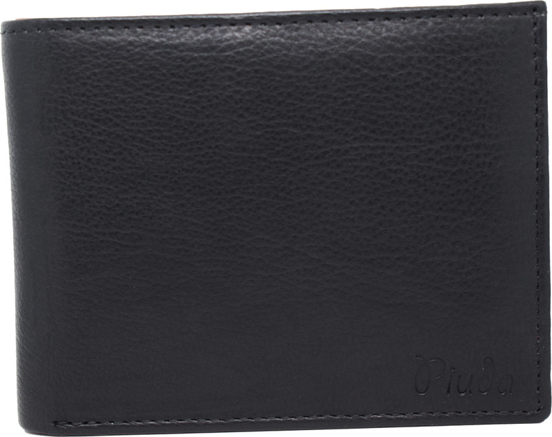 piuda Men Black Genuine Leather Wallet(8 Card Slots)